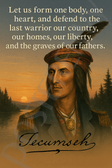 Tecumseh Famous Quote Poster – "Defend Our Country, Our Homes, Our Liberty" – 18 inch x 12 inch