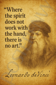 Leonardo da Vinci Famous Quote Poster – "Where the Spirit Does Not Work with the Hand" – 18 inch x 12 inch