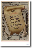 1946 Resolution - Buy US Savings Bonds - Vintage WW2 Reproduction Poster