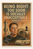 Being right too soon is socially unacceptable - Robert A Heinlein Poster - 18 inch x 12 inch