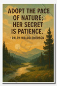 Adopt the pace of nature; her secret is patience - Ralph Waldo Emerson - Inspirational Poster - 18 inch x 12 inch