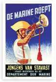 De Marine Roept Vintage Dutch Navy Recruitment 12x18 US Made Poster