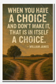 When you have a choice and don't make it, that is in itself a choice - William James - Inspirational Poster - 18 inch x 12 inch