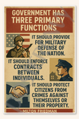 Government has three primary functions Poster - 18 inch x 12 inch