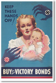Keep These Hands Off - Vintage WW2 Reprint Poster