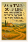 As a tale, so is life Not how long it is, but how good it is, is what matters - Seneca Poster - 18 inch x 12 inch