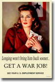 Get a War Job - New Vintage WW2 Poster