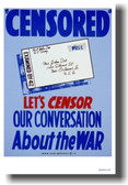 CENSORED - Let's Censor our Conversation about War - NEW Vintage WW2 Poster