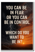 You can be in fear or you can be in control Which do you want to be in - Inspirational Poster - 18 inch x 12 inch