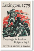 Lexington 1775 - They Fought for Freedom - Buy War Stamps - NEW Vintage WW2 Poster