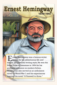 Ernest Hemingway - Nobel Prize-Winning Author - Biography Poster 18" x 12"