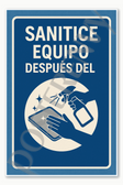 Sanitize Equipment After Use - Spanish Restaurant Kitchen Workplace Food Safety Employee sign poster - 18 inch x 12 inch