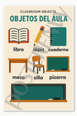Spanish Vocabulary Classroom Objects Objetos del Aula Poster - 18 inch x 12 inch