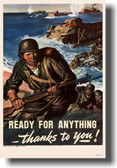 Ready for Anything - Thanks to You! - Vintage WW2 Reprint Poster