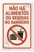 Restaurant Food Safety and Emergency Signs No Food or Drink in Restroom - Portuguese Nao Ha Alimentos Ou Bebidas No Banheiro Poster - 18 inch x 12 inch