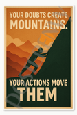 Your doubts create mountains Your actions move them - 1 Poster - 18 inch x 12 inch