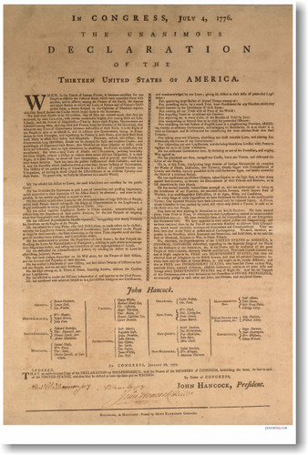 U.S. Declaration of Independence - July 4, 1776 John Hancock American History PosterEnvy (vi011)