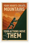 Your doubts create mountains Your actions move them - 2 Poster - 18 inch x 12 inch