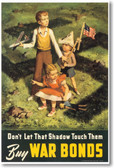 Don't Let That Shadow Touch Them Buy War Bonds New Vintage U.S. WWII Art Poster German Nazi Swastika Shadow PosterEnvy (vi008)