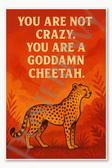 You are not crazy You are a goddamn cheetah 2 Poster - 18 inch x 12 inch