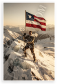 Mountaineer Planting Flag on Snowy Summit Patriotic 12x18 US Made Poster