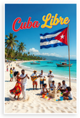 Cuba Libre Tropical Beach Cuban Flag 12x18 US Made Poster