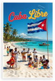 Cuba Libre Tropical Beach Cuban Flag 12x18 US Made Poster