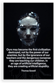 Thomas Sowell Artificial Stupidity Quote AI Face 12x18 US Made Poster