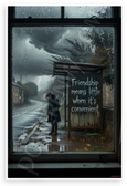 "Friendship Means Little When It's Convenient" Moody Storm Scene 12x18 US Made Poster