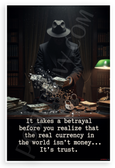 "It Takes a Betrayal... Real Currency Is Trust" Noir Inspirational 12x18 US Made Poster