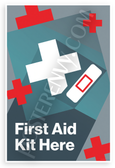 First Aid Kit Here Safety Sign Abstract Geometric 12x18 US Made Poster