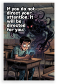 "If You Do Not Direct Your Attention It Will Be Directed for You" Classroom Motivational 12x18 US Made Poster