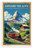 Explore the Alps Visit Switzerland Matterhorn Train Vintage 12x18 US Made Poster