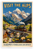 Visit the Alps Europe's Timeless Journey Vintage Travel 12x18 US Made Poster