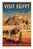 Visit Egypt Pyramids Sphinx Camels Vintage Travel 12x18 US Made Poster