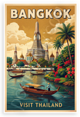 Bangkok Wat Arun Temple Vintage Travel 12x18 US Made Poster