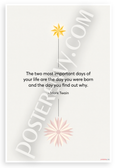 Mark Twain "Two Most Important Days of Your Life" Inspirational 12x18 US Made Poster