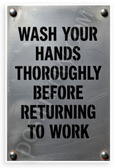Wash Your Hands Thoroughly Before Returning to Work Vintage Metal Sign Style 12x18 US Made Poster