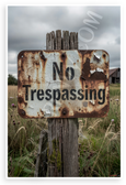 No Trespassing Vintage Rustic Sign Field Landscape 12x18 US Made Poster
