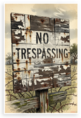 No Trespassing Weathered Sign Vintage Illustration 12x18 US Made Poster
