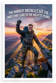 "The Hardest Obstacles Are the Ones That Lead to the Highest Peaks" Motivational 12x18 US Made Poster