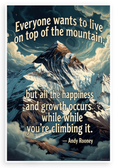 Andy Rooney "Happiness and Growth While Climbing" Inspirational 12x18 US Made Poster
