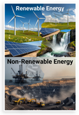 Renewable vs Non-Renewable Energy Comparison Educational 12x18 US Made Poster
