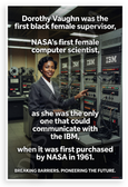 Dorothy Vaughan NASA First Black Female Supervisor IBM Computer 12x18 US Made Poster