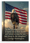 George Washington 'Freedom of Speech' Quote Bald Eagle American Flag Patriotic 12x18 US Made Poster