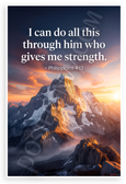 Philippians 4:13 'I Can Do All This Through Him Who Gives Me Strength' Inspirational 12x18 US Made Poster