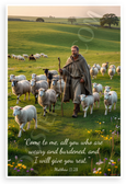 Matthew 11:28 'Come to Me All You Who Are Weary' Shepherd Flock Inspirational 12x18 US Made Poster