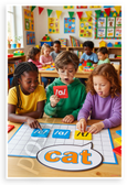 Children Blending Phonemes Cat CVC Word Educational 12x18 US Made Poster