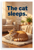 The Cat Sleeps Simple Sentence Educational Poster 12x18 US Made Poster