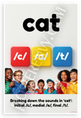 Cat Word Phonemes Initial Medial Final Sounds Educational 12x18 US Made Poster
